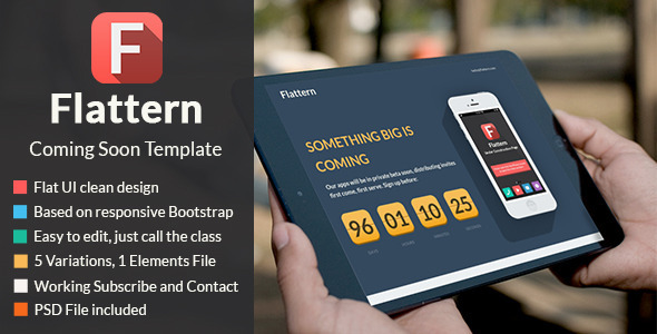 Flattern - Responsive Coming Soon Template - Under Construction Specialty Pages