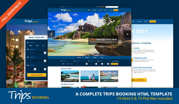 Trips Booking HTML5 Template - Travel Retail