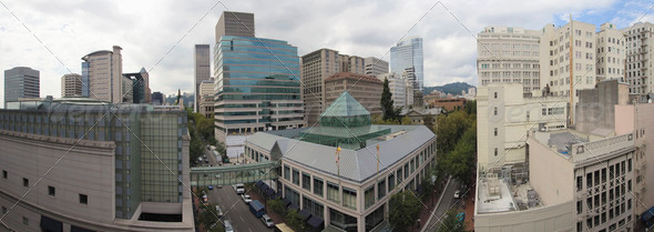 Portland Oregon Downtown Pioneer Shopping District Panorama