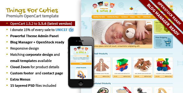 ThingsforCuties Responsive OpenCart Baby Template - OpenCart eCommerce