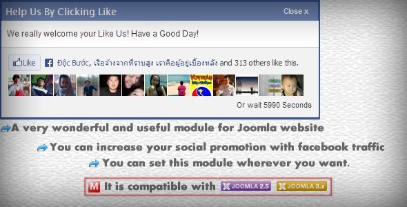 Facebook Traffic Popup Module for Joomla! - CodeCanyon Item for Sale