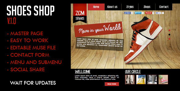 Shoes Shop Muse Template - Creative Muse Templates