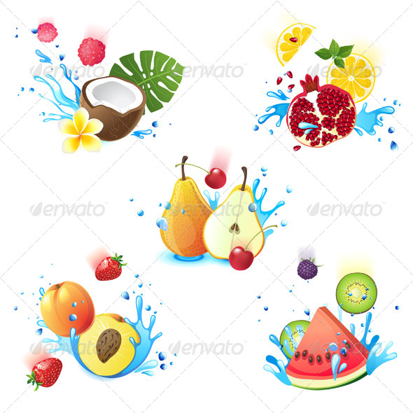 Fruits in Splashes  - Food Objects