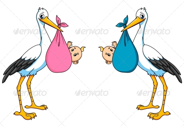 clipart stork with baby girl - photo #31