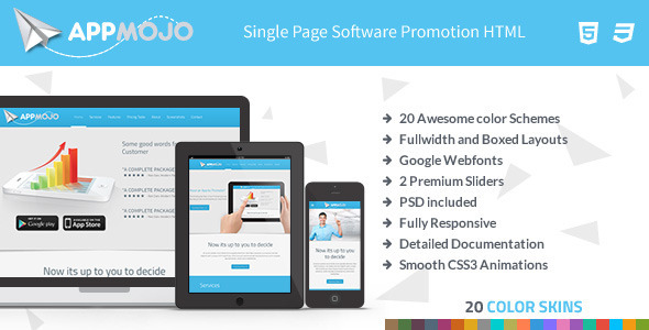 App Mojo - Single Page Software Promotion HTML - Technology Site Templates
