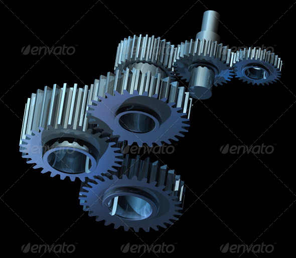 Complex mechanism of gear wheels and axles working together
