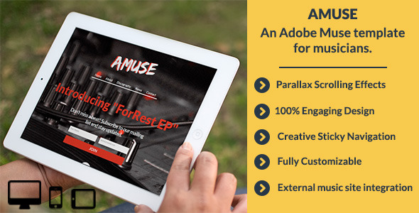 Amuse-Adobe Muse Music Template - Muse Templates 