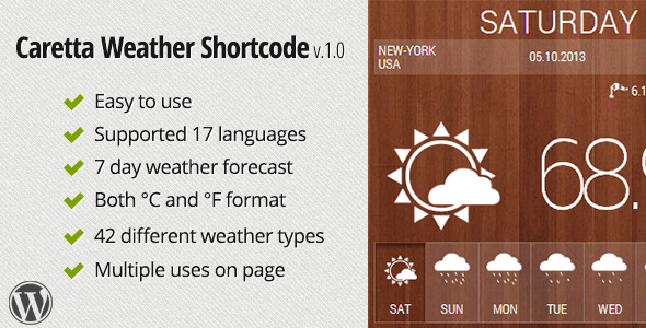 Caretta Weather Shortcode - CodeCanyon Item for Sale