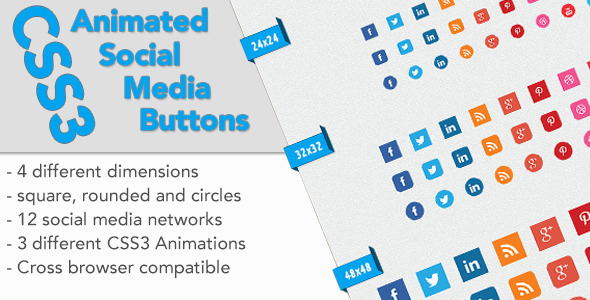 CSS3 Animated Social Media Buttons - CodeCanyon Item for Sale