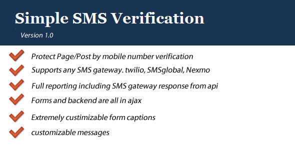 Simple SMS Verification - CodeCanyon Item for Sale