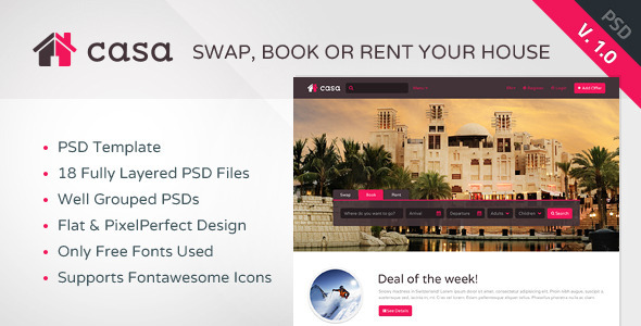 Casa - Swap, Book & Rent PSD Template
