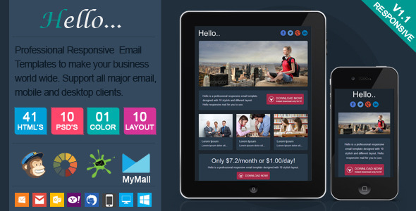 Hello - Professional Responsive Email Template - Newsletters Email Templates