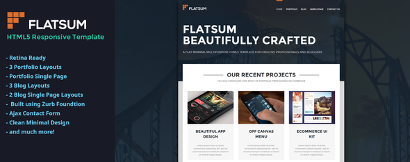 FlatSum - Minimal HTML5 Portfolio Template