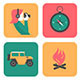 Flat Icons Of Travel And Adventure