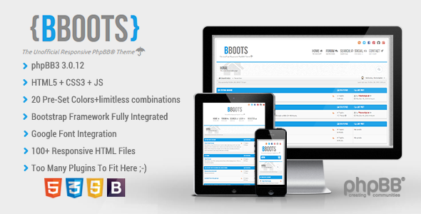 BBOOTS - HTML5/CSS3 Fully Responsive PhpBB3 Theme