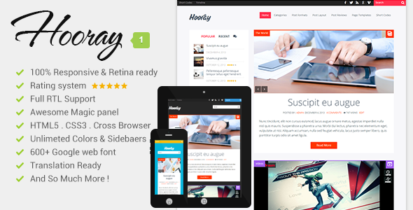Hooray - Premium WordPress Blog Theme - Personal Blog / Magazine