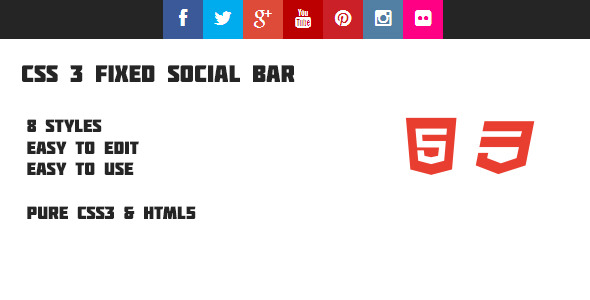CSS3 Fixed Social Bar - CodeCanyon Item for Sale