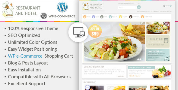 Restaurant - WordPress E-Commerce Theme - WP e-Commerce eCommerce