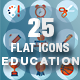 25 Modern Flat Education Icons