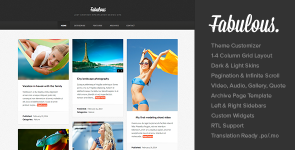 Fabulous - Responsive Masonry Blog WordPress Theme - Personal Blog / Magazine