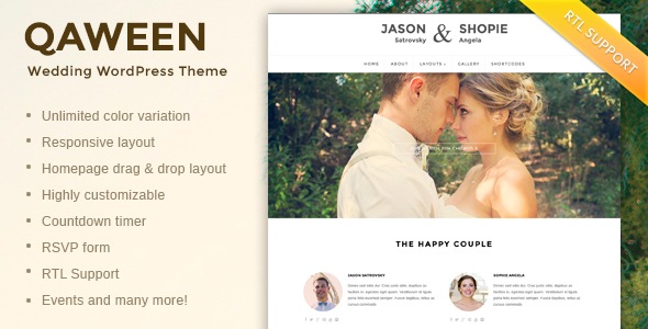 Qaween - Responsive WordPress Wedding Theme - Wedding WordPress