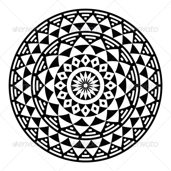 Tribal Aztec Geometric Pattern or Print in Circle (Patterns)