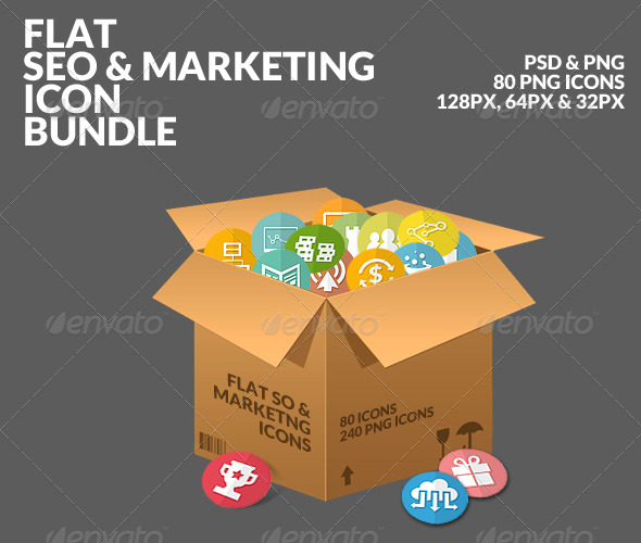 Flat SEO & Marketing Icons Bundle Pack (Business)