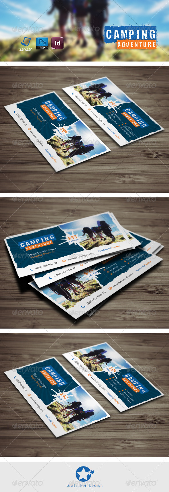 Camping Adventure Business Card Templates (Business Cards)