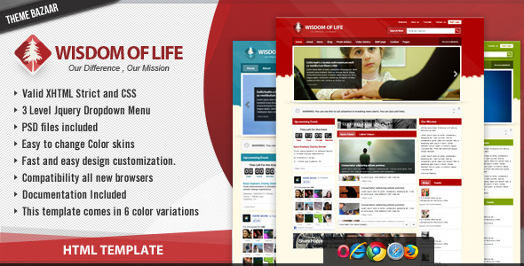 Wisdom of Life - HTML Template + PHP Contact Form - Nonprofit Site Templates