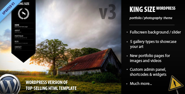 King Size - fullscreen background WordPress theme - ThemeForest Item for Sale