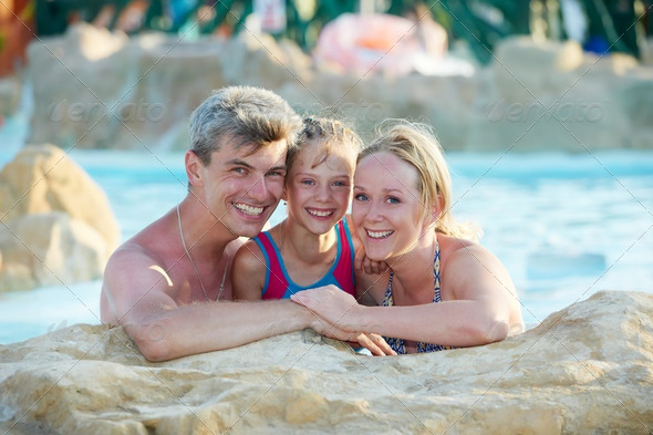 Family with child at holiday vacation
