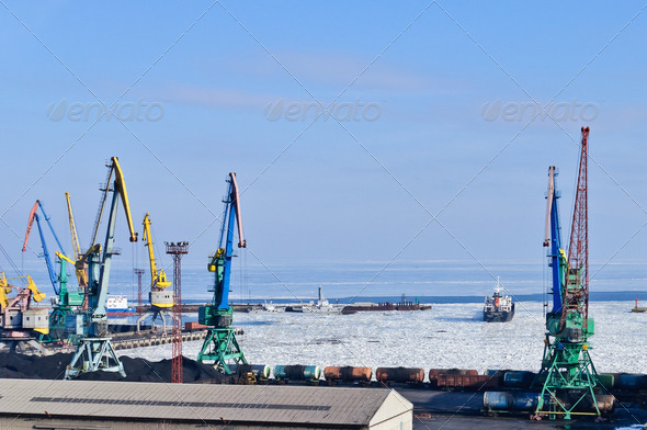 Commercial Sea Port on the ice