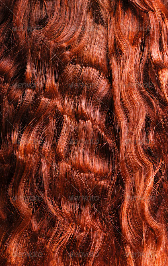 Close-up of red curly hair