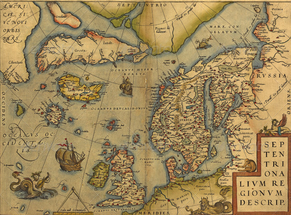 Antique Map of the North Sea - England, Scandinavia and Iceland