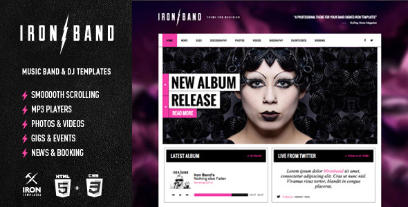 IronBand - Responsive Music Band & DJ template - Music and Bands Entertainment