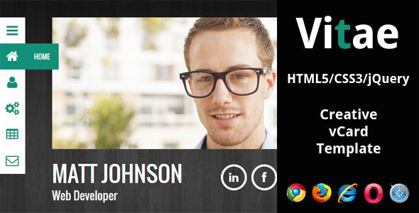 Vitae - Responsive HTML5 vCard Template - Personal Site Templates