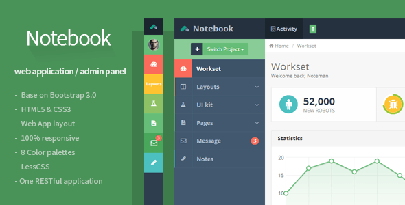 Notebook - Web App and Admin Template - Admin Templates Site Templates
