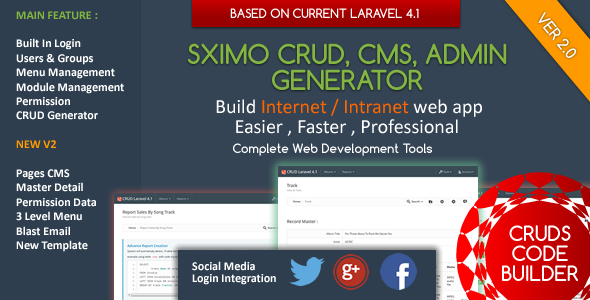 SximoBuilder - A Laravel CMS  & CRUD Builder