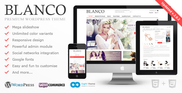 plantillas ecommerce moda Blanco - Responsive WordPress Woo/E-Commerce Theme - WP e-Commerce eCommerce