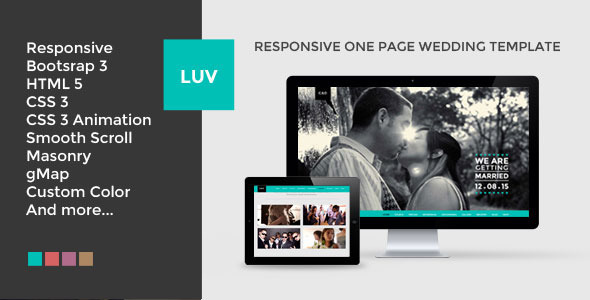 LUV - Responsive One Page HTML Wedding Template - Wedding Site Templates
