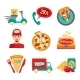 Pizza Fast Delivery Icons Set